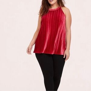 Torrid Red Velvet Pleated Sleeveless Goddess Tank Top Size 3